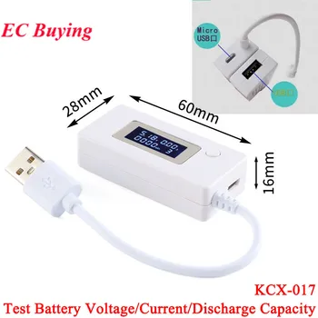 KCX-017 Ampèremeter LCD-scherm Mini USB Spanning Stroom Capaciteit Monitor Tester Meter 4-30V Detector Mobiele Power Tester Kabel 20cm