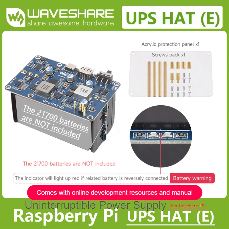 Блок бесперебойного питания Raspberry Pi 5 UPS HAT(E) для Raspberry Pi 5/4B/3B+, 4×21700 литиевых батарей (НЕ входят в комплект), выход 5В 6А
Блок бесперебойного питания Raspberry Pi 5 UPS HAT(E) для Raspberry Pi 5/4B/3B+, 4×21700 литиевых батарей (НЕ входят в комплект), выход 5В 6А