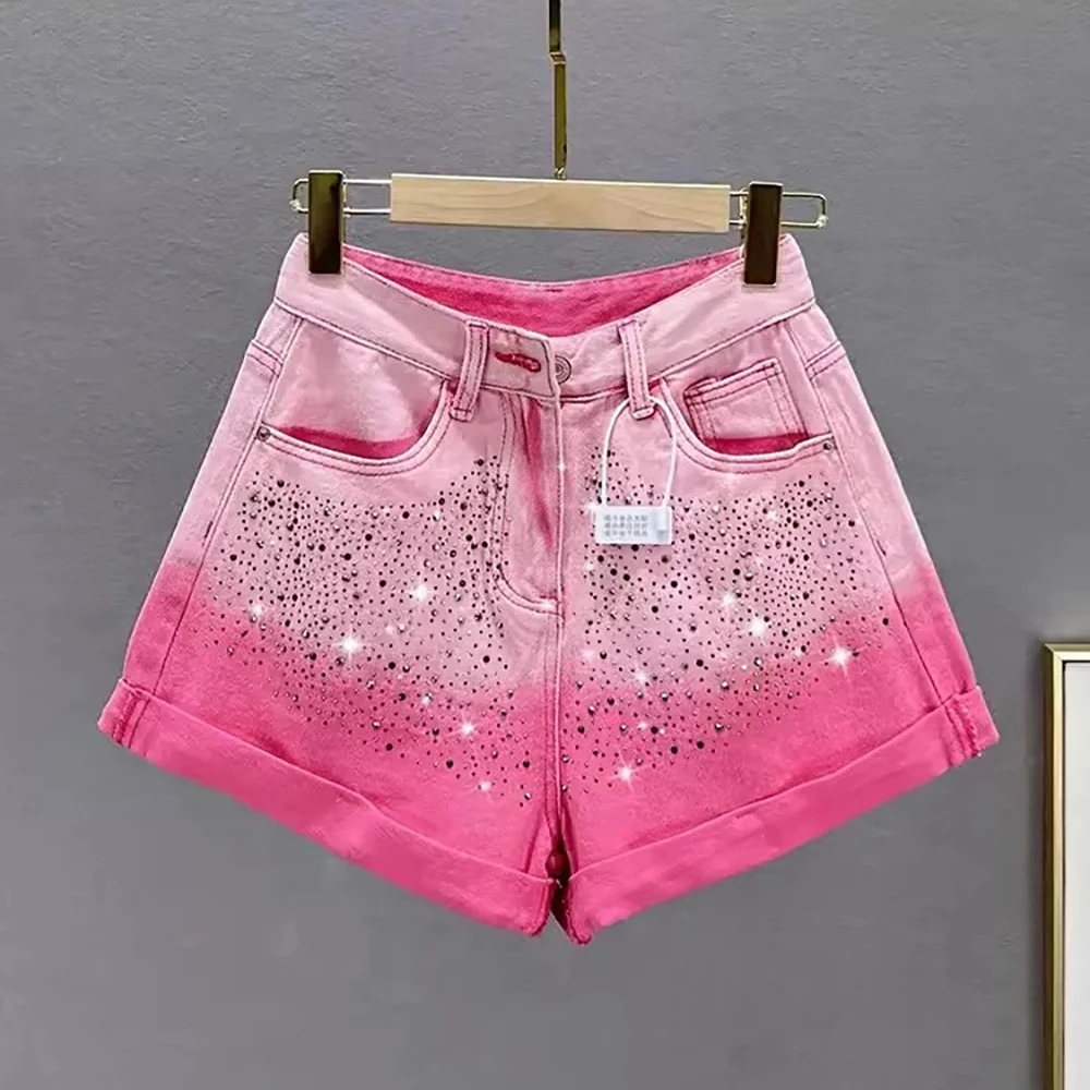 Women Denim Shorts Summer High Waist Loose Rivet Diamond A-line Shorts Pocket Button Jeans Fashion Female Hot Pants Streetwear
Women Denim Shorts Summer High Waist Loose Rivet Diamond A-line Shorts Pocket Button Jeans Fashion Female Hot Pants Streetwear