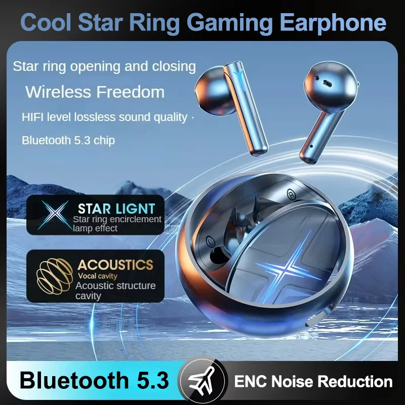 Cool Metal Mecha TWS Rotation Star Ring Gaming Low Latency Shock Bass Bluetooth BT Headset ENC Noise Reduction Wreless Earphone
Cool Metal Mecha TWS Rotation Star Ring Gaming Low Latency Shock Bass Bluetooth BT Headset ENC Noise Reduction Wreless Earphone