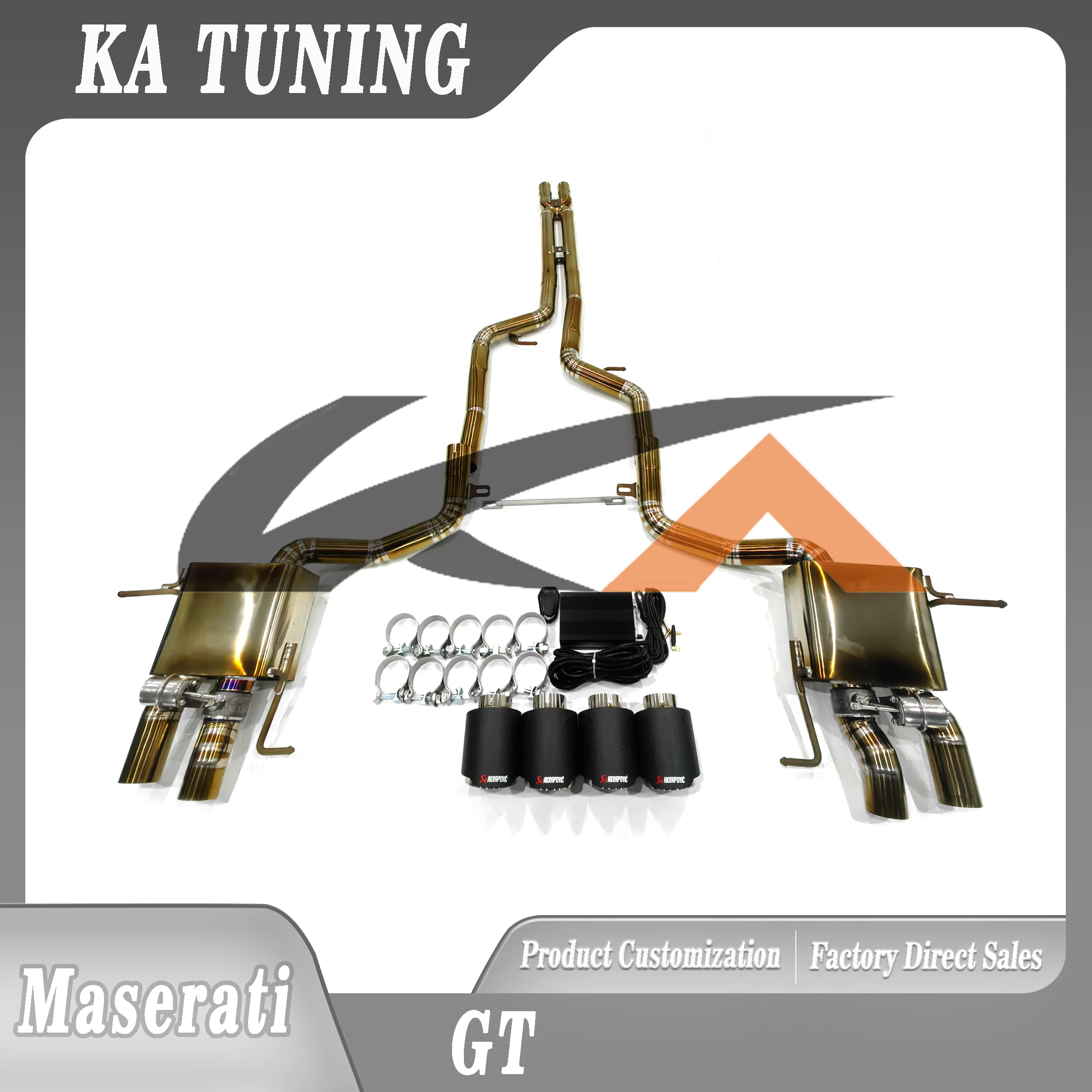 KA Tuning exhaust system titanium catback for Maserati GT 4.2 4.7 rear section with muffler valve
KA Tuning exhaust system titanium catback for Maserati GT 4.2 4.7 rear section with muffler valve