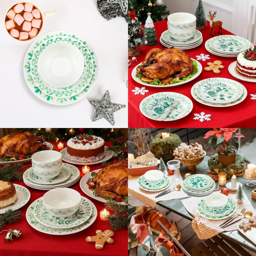 Vintage Green Floral 12-Piece Dinnerware Set for 4, Elegant Plates & Bowls, Suitable for Daily Use and Special Occasions, Safe f
Vintage Green Floral 12-Piece Dinnerware Set for 4, Elegant Plates & Bowls, Suitable for Daily Use and Special Occasions, Safe f