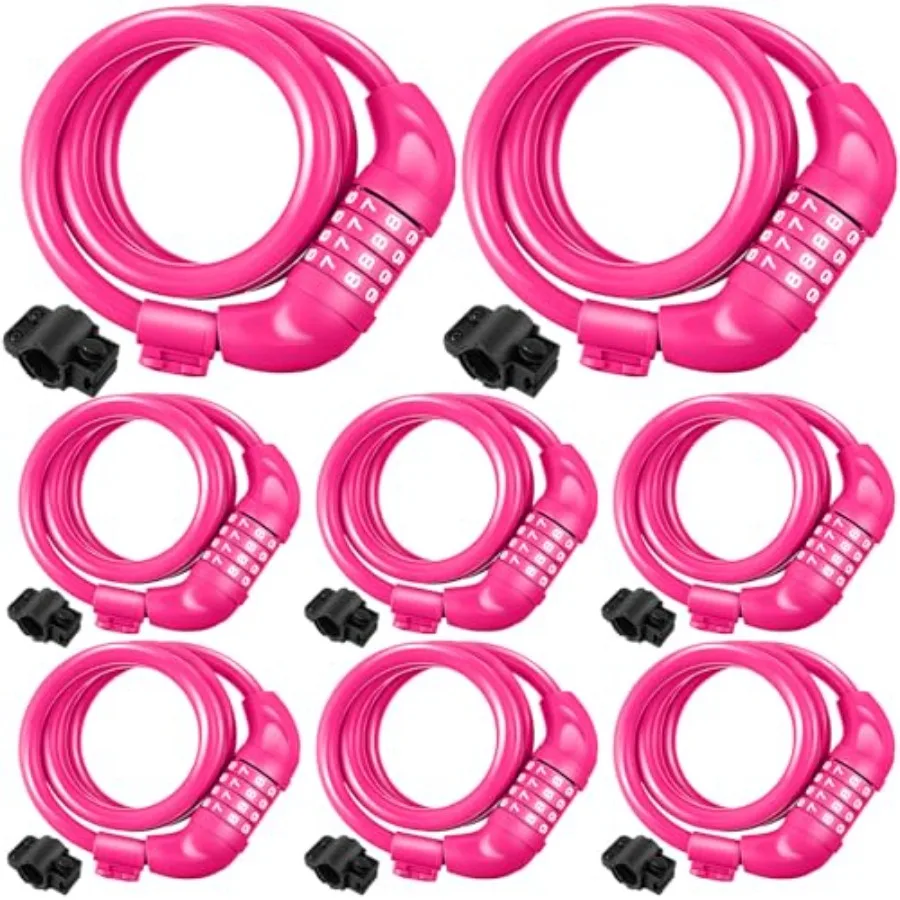 8 Pcs Bike Locks Bulk High Security 4 Digit Heavy Duty Bicycle Cable Locks with Mounting Bracket 4 Feet Resettable Coiling Bike
8 Pcs Bike Locks Bulk High Security 4 Digit Heavy Duty Bicycle Cable Locks with Mounting Bracket 4 Feet Resettable Coiling Bike