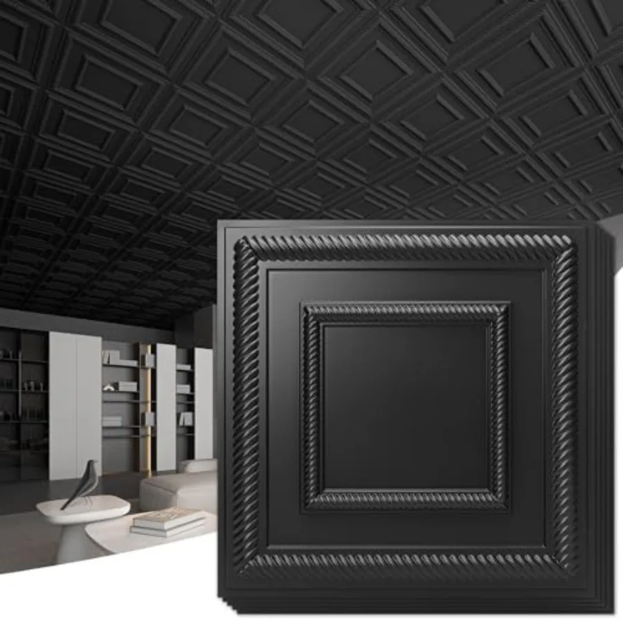 12-Pack "" PVC Lightweight Drop Ceiling Tile, 22 Feet Water-Resistant Ceilg Panels to Prevent Breakage, Black
12-Pack "" PVC Lightweight Drop Ceiling Tile, 22 Feet Water-Resistant Ceilg Panels to Prevent Breakage, Black