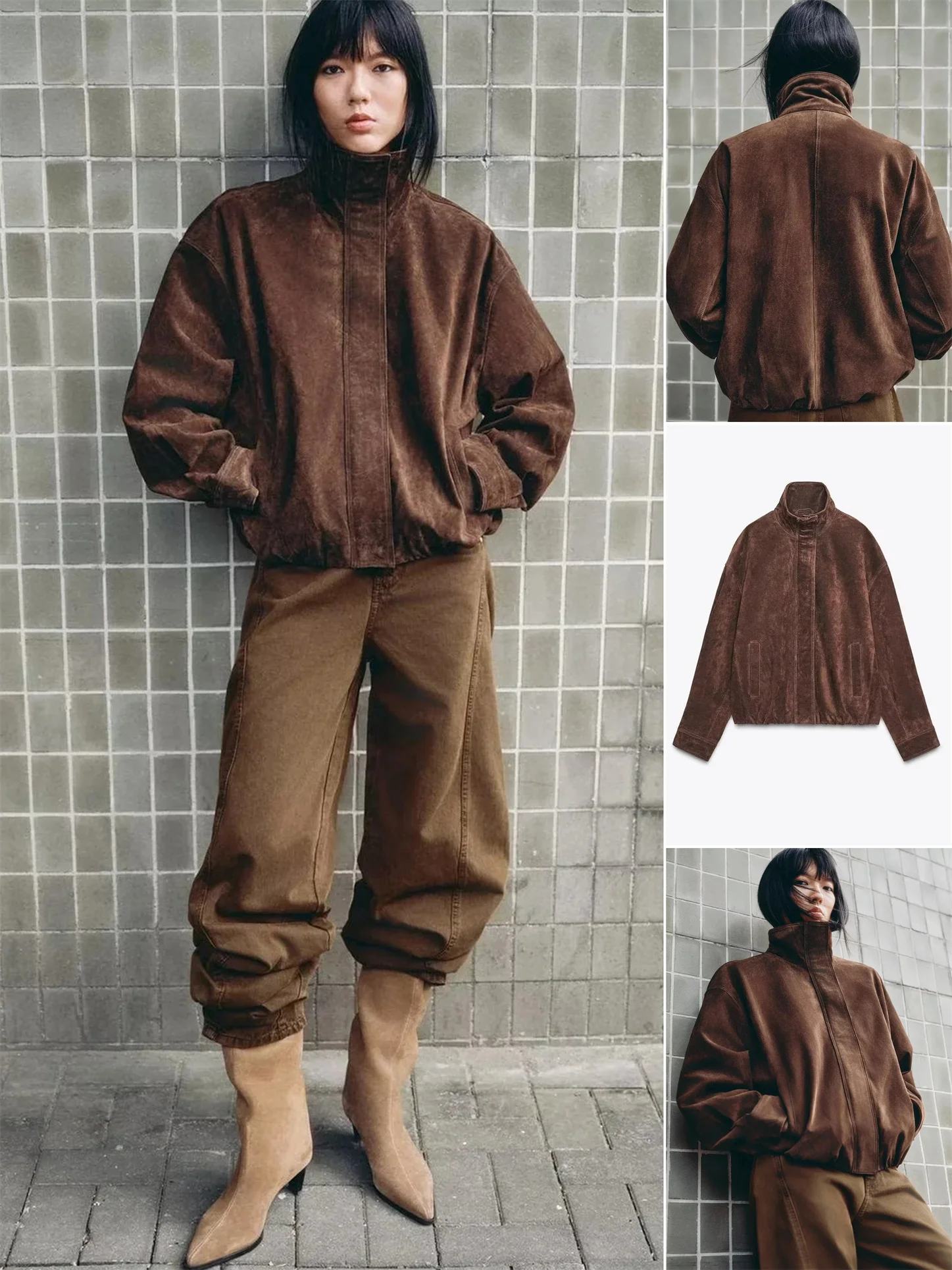 Faionable, осеннее новое поступление, женская замшевая длинная куртка на молнии с воротником-стойкой, верхняя одежда Ele Slim Fit Sle 
Faionable, осеннее новое поступление, женская замшевая длинная куртка на молнии с воротником-стойкой, верхняя одежда Ele Slim Fit Sle