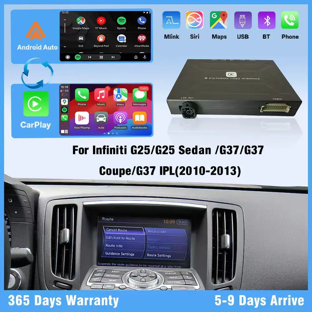 Wireless CarPlay for Infiniti G35 Sedan G37 IPL Coupe Support Android Auto Navigation Mirror Link Reverse Camera Apple Car play
Wireless CarPlay for Infiniti G35 Sedan G37 IPL Coupe Support Android Auto Navigation Mirror Link Reverse Camera Apple Car play
