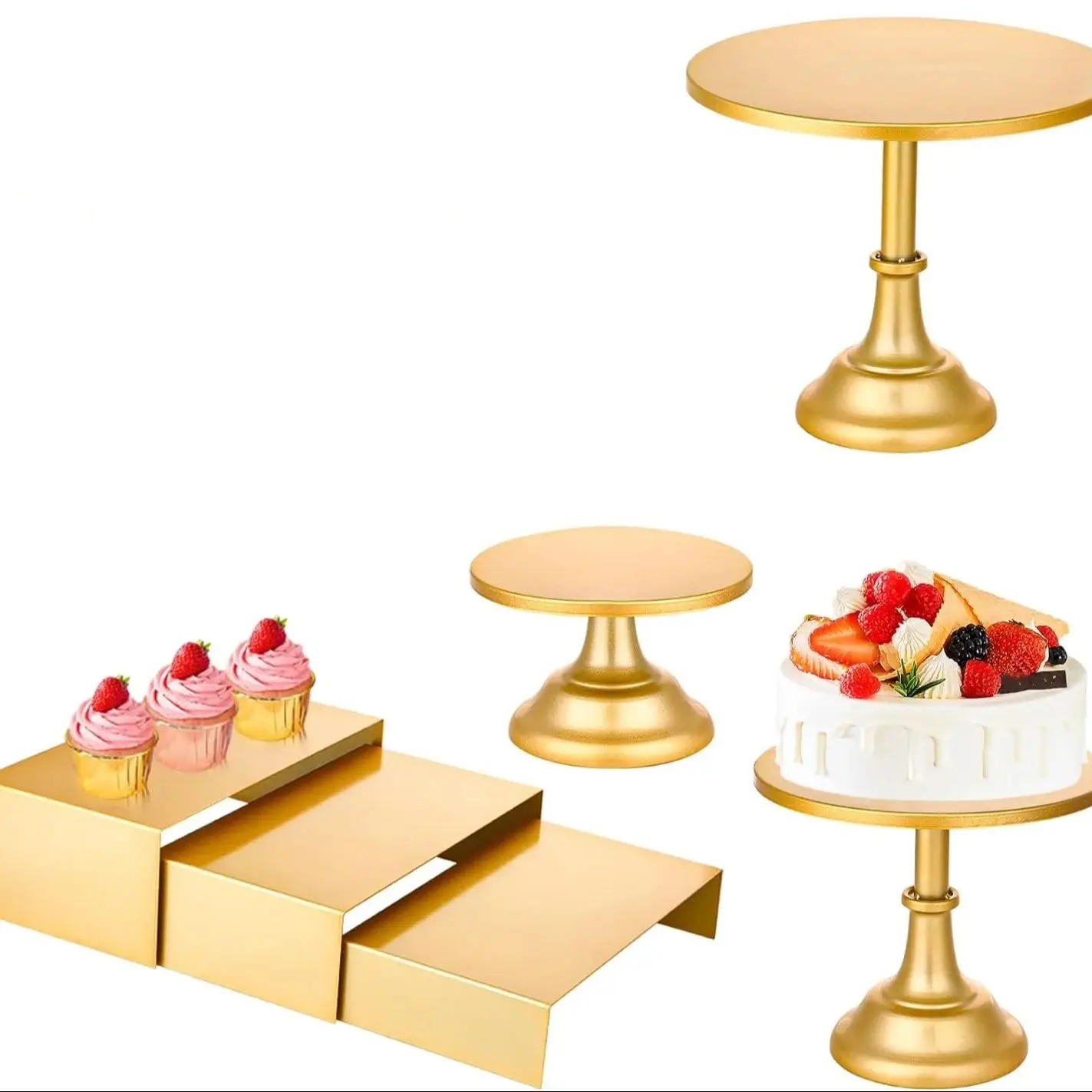 6-piece golden metal cake rack and golden dessert table display set suitable for weddings, birthdays, anniversaries, baby shower
6-piece golden metal cake rack and golden dessert table display set suitable for weddings, birthdays, anniversaries, baby shower