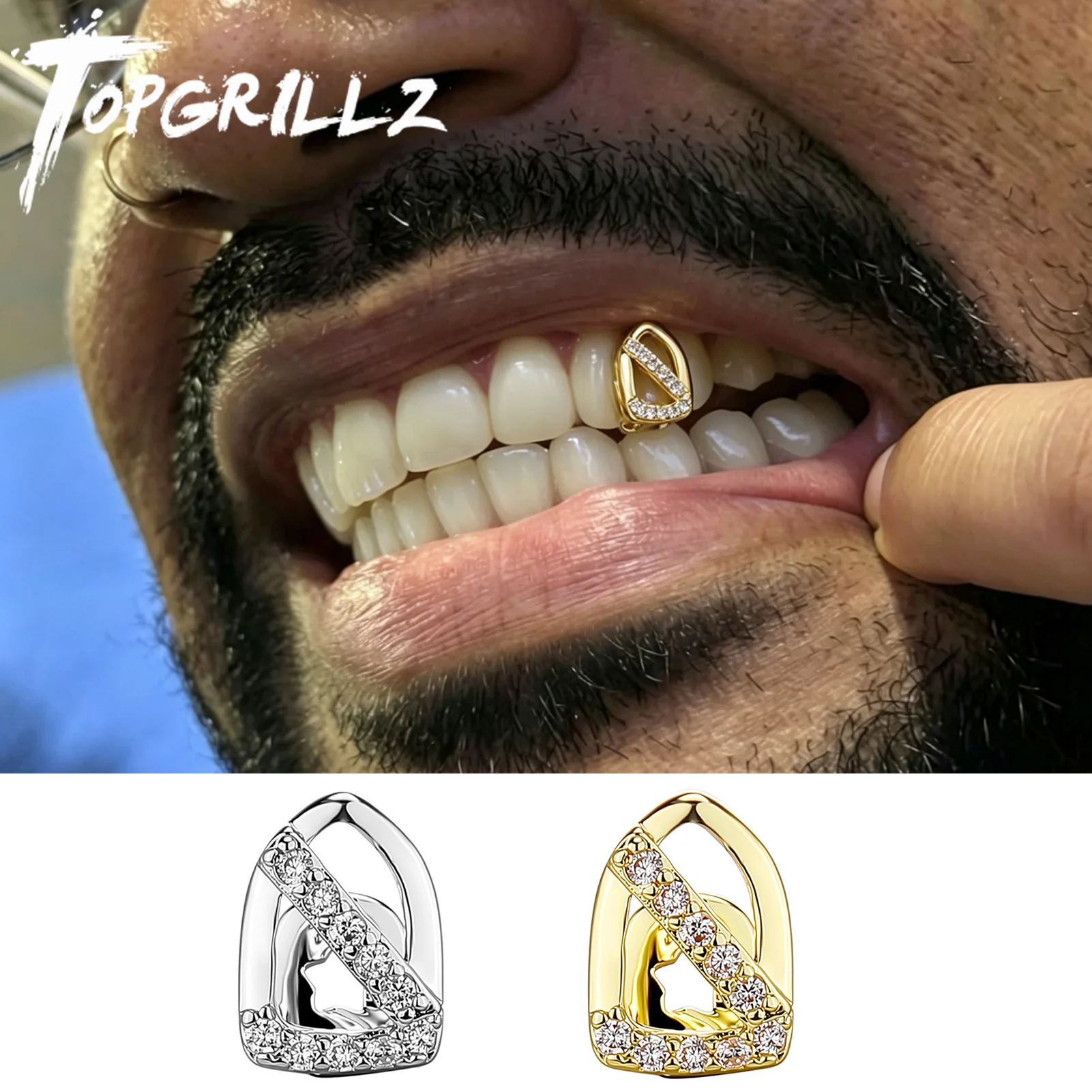 TOPGRILLZ Hip Hop Hollow Teeth Caps For Women Men Braces shinny single Grill Punk Rapper Jewelry Christmas Gift
TOPGRILLZ Hip Hop Hollow Teeth Caps For Women Men Braces shinny single Grill Punk Rapper Jewelry Christmas Gift