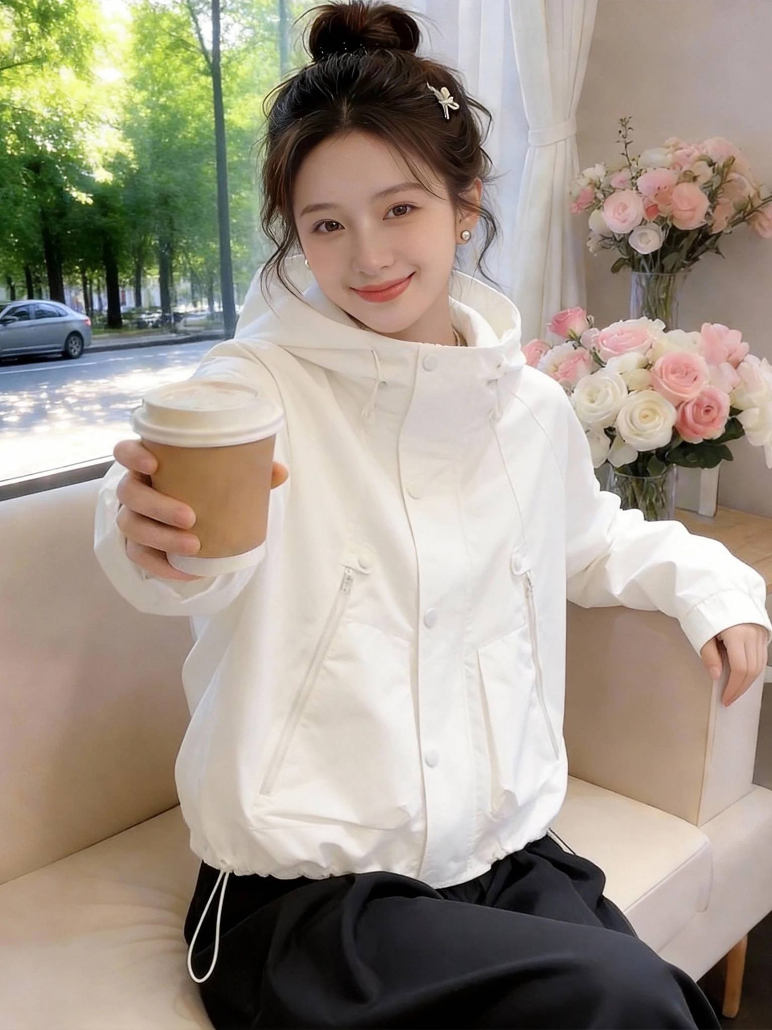 Fashionable Short Hooded Jacket Women's White Slimming Spring Autumn New Style Commute Windbreaker Zipper Pocket Casual Outer...
Fashionable Short Hooded Jacket Women's White Slimming Spring Autumn New Style Commute Windbreaker Zipper Pocket Casual Outer...
