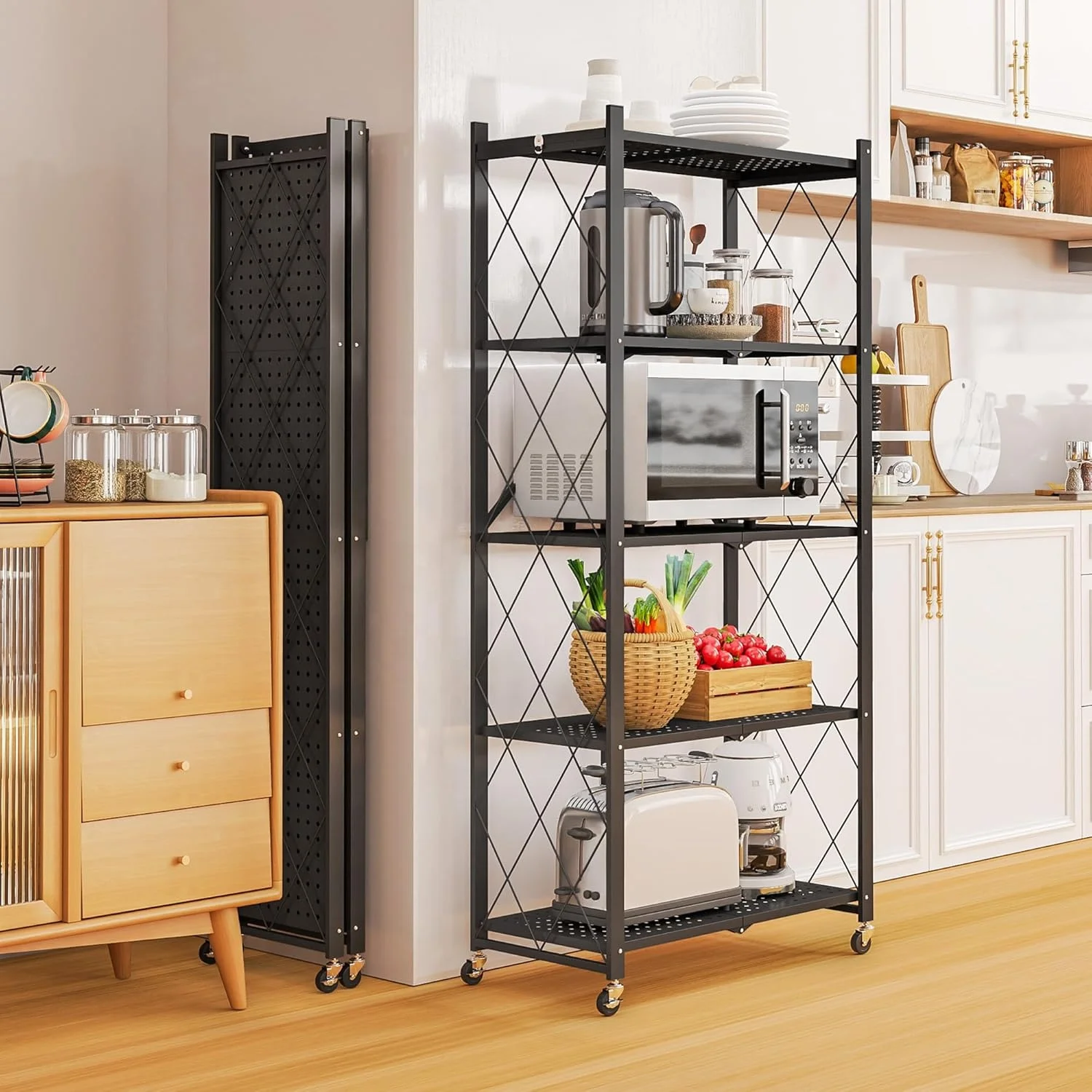 Складная кухонная полка-стеллаж из углеродистой стали, 4 яруса, для хранения на кухне
Складная кухонная полка-стеллаж из углеродистой стали, 4 яруса, для хранения на кухне