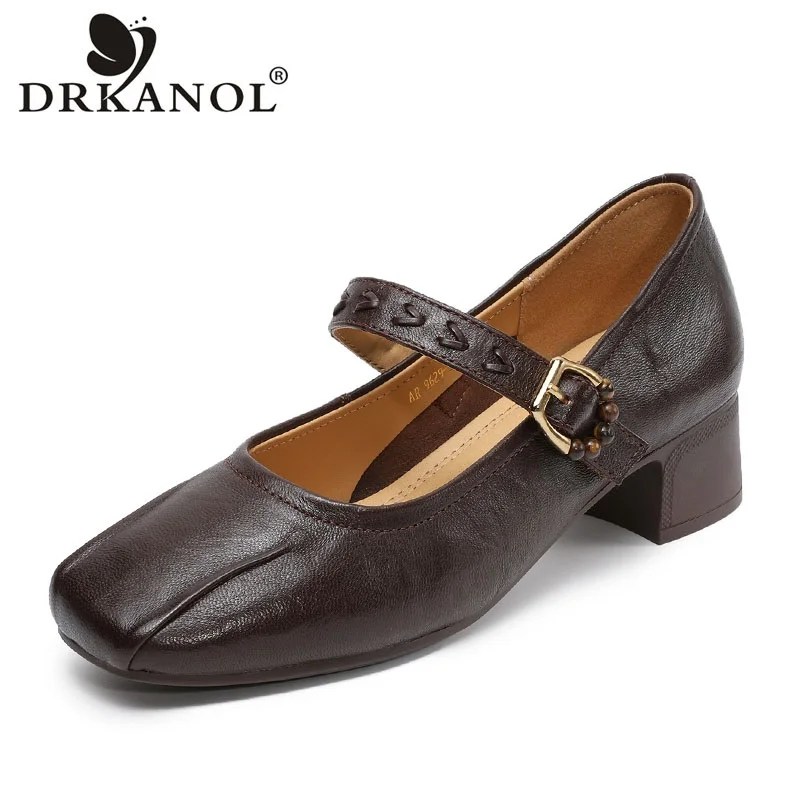 DRKANOL 2026 Women Genuine Leather Pumps Spring Summer Square Toe Sheepskin Thick Heel Shoes Retro Style Commuting Single Shoes
DRKANOL 2026 Women Genuine Leather Pumps Spring Summer Square Toe Sheepskin Thick Heel Shoes Retro Style Commuting Single Shoes