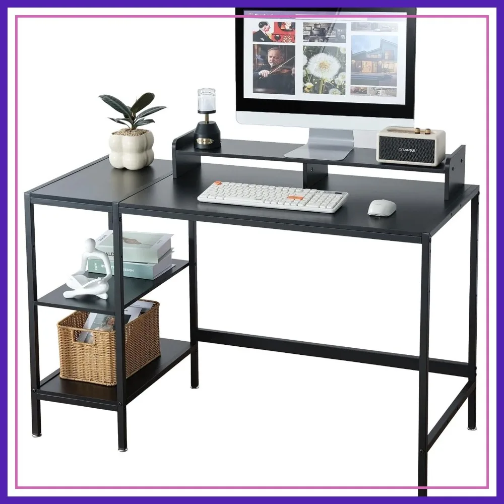 47 inch Computer Desk with Storage Shelf, Black Gaming Desk for Bedroom, Small Space, Home Office, Modern Writing Desk for PC
47 inch Computer Desk with Storage Shelf, Black Gaming Desk for Bedroom, Small Space, Home Office, Modern Writing Desk for PC