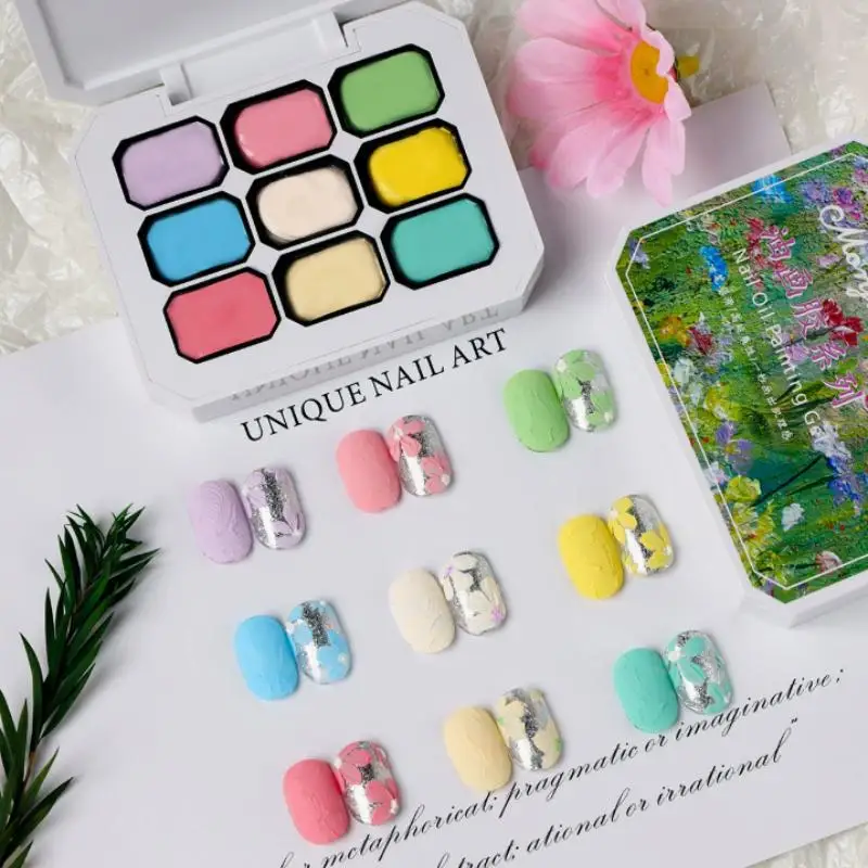 9 Grids Vivid Nail Colors Glue Palette for Creative Watercolor Art and Unique Manicure
9 Grids Vivid Nail Colors Glue Palette for Creative Watercolor Art and Unique Manicure