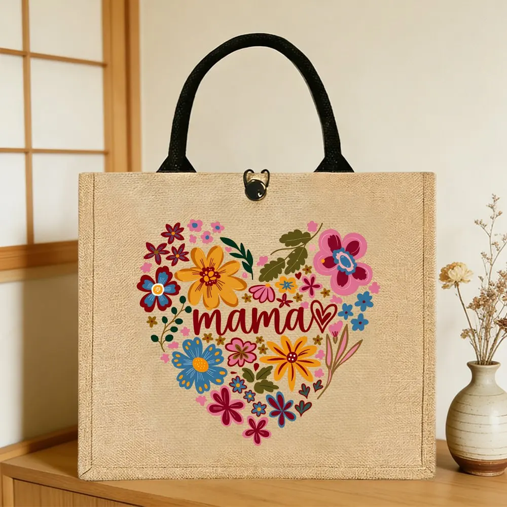 Tote Bag Jute Bag for Women Durable Handbag for Mother‘s Day with Floral Mama Heart Design for Outdoor Picnics Travel Shopping
Tote Bag Jute Bag for Women Durable Handbag for Mother‘s Day with Floral Mama Heart Design for Outdoor Picnics Travel Shopping