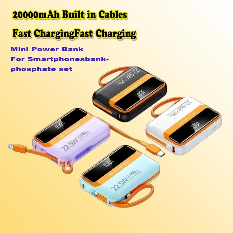 22,5 Вт, 20000 мАч, внешний аккумулятор с быстрой зарядкой, мини-Powerbank, встроенный 2 кабеля, портативное зарядное устройство, внешний аккумулятор для IPhone Xiaomi
22,5 Вт, 20000 мАч, внешний аккумулятор с быстрой зарядкой, мини-Powerbank, встроенный 2 кабеля, портативное зарядное устройство, внешний аккумулятор для IPhone Xiaomi