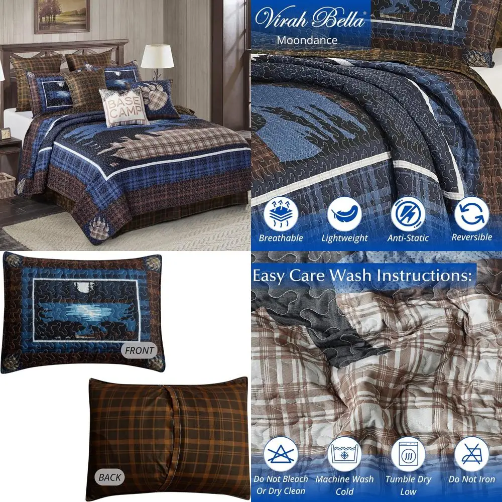 Rustic Country Style 3-Piece Quilt Set for Full/Queen Beds - Reversible Comforter with Pillow Shams, Lodge-Inspired Decorative B
Rustic Country Style 3-Piece Quilt Set for Full/Queen Beds - Reversible Comforter with Pillow Shams, Lodge-Inspired Decorative B