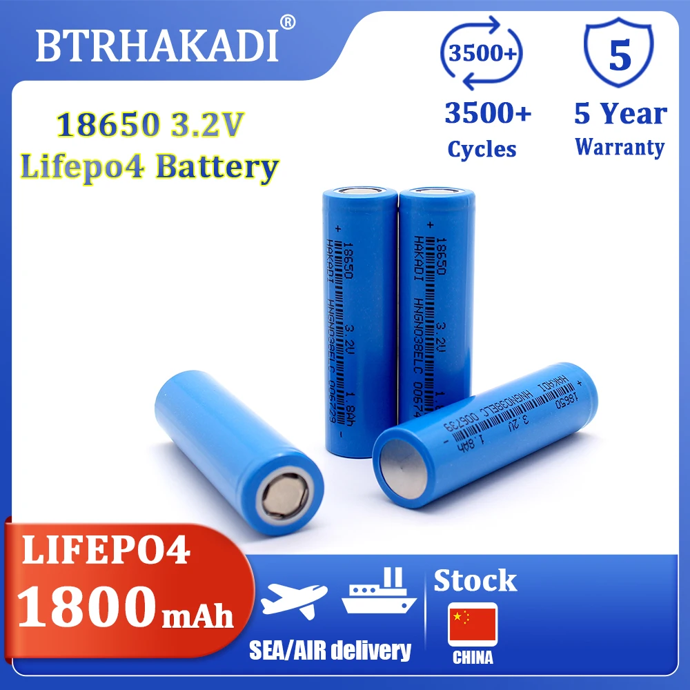 HAKADI 18650 Lifepo4 3.2V 1800mah Rechargeable Batteries 4-40PCS 5C High Rate Discharge For Mini Fan Solar Street Light
HAKADI 18650 Lifepo4 3.2V 1800mah Rechargeable Batteries 4-40PCS 5C High Rate Discharge For Mini Fan Solar Street Light