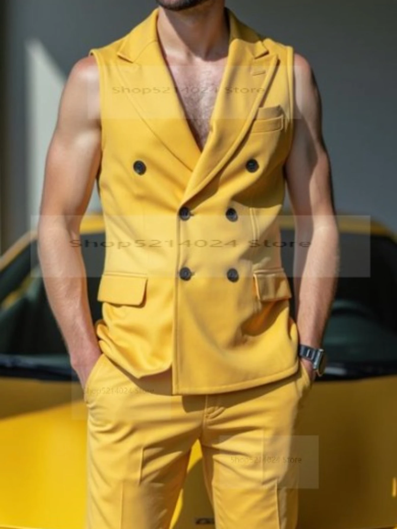 Yellow Sleeveless Business Men Suit Wedding Party Prom Groom Groomsman Formal Occasions Tuxedos 2 Piece Set Blazer Pants
Yellow Sleeveless Business Men Suit Wedding Party Prom Groom Groomsman Formal Occasions Tuxedos 2 Piece Set Blazer Pants