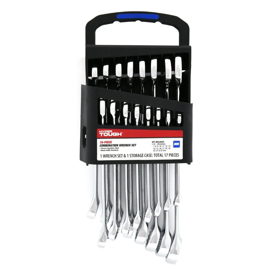16-Piece Metric Combination Wrench Tool Set for automotive repair, chrome vanadium steel, polished silver finish, precision-mac
16-Piece Metric Combination Wrench Tool Set for automotive repair, chrome vanadium steel, polished silver finish, precision-mac