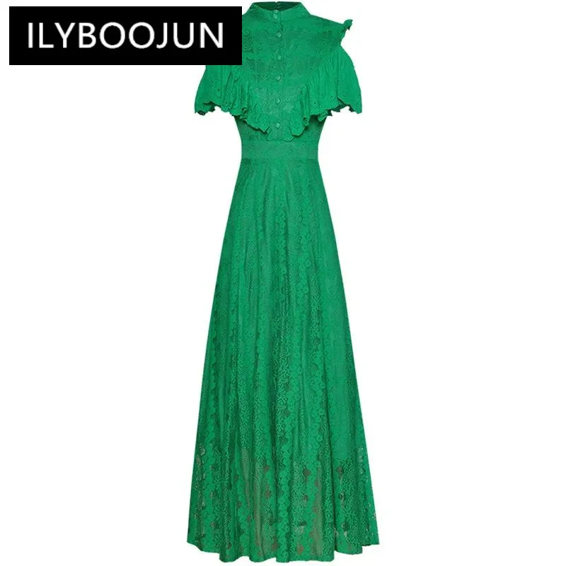 ILYBOOJUN Fashion Runway Green Vintage Party Dress Women's O-neck Off Shoulder Short Sleeve Button Ruffles Lace Long Dress
ILYBOOJUN Fashion Runway Green Vintage Party Dress Women's O-neck Off Shoulder Short Sleeve Button Ruffles Lace Long Dress