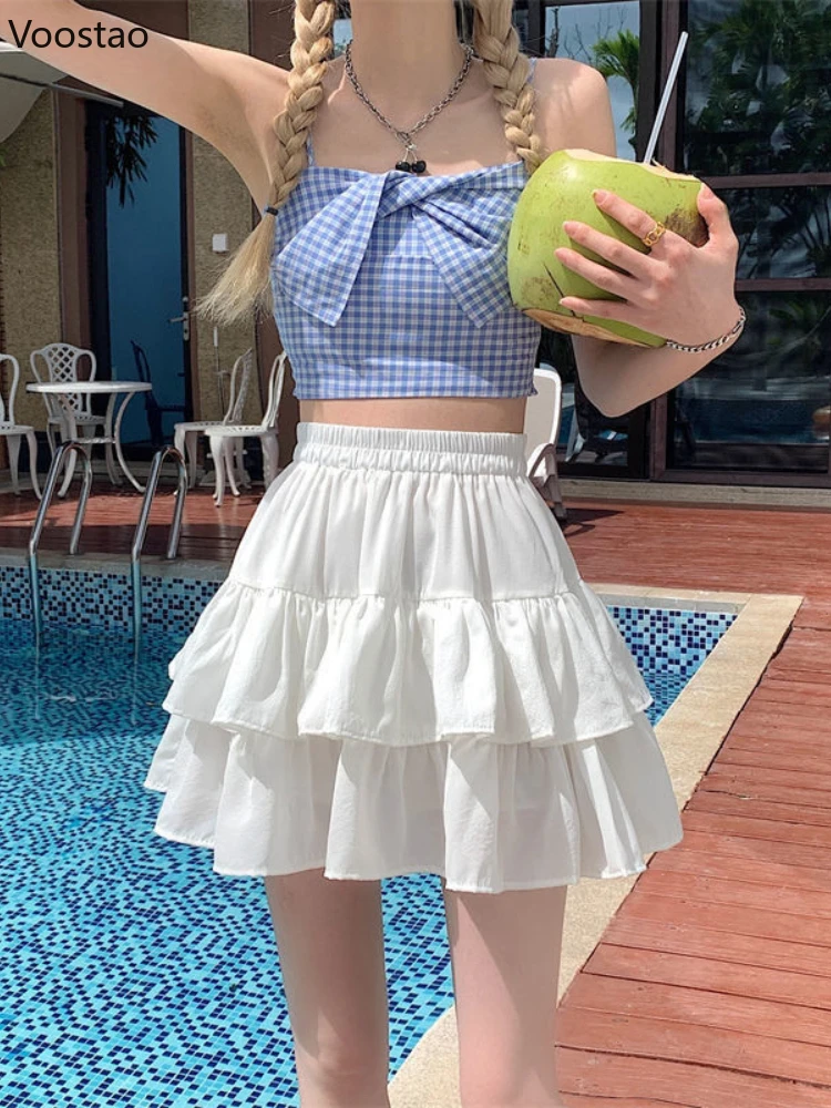 Summer Korean Skirts Women Sweet Harajuku Y2k High Waist Mini Skirt Streetwear Gothic Female Elegant Sexy A-Line Tiered Skirt
Summer Korean Skirts Women Sweet Harajuku Y2k High Waist Mini Skirt Streetwear Gothic Female Elegant Sexy A-Line Tiered Skirt