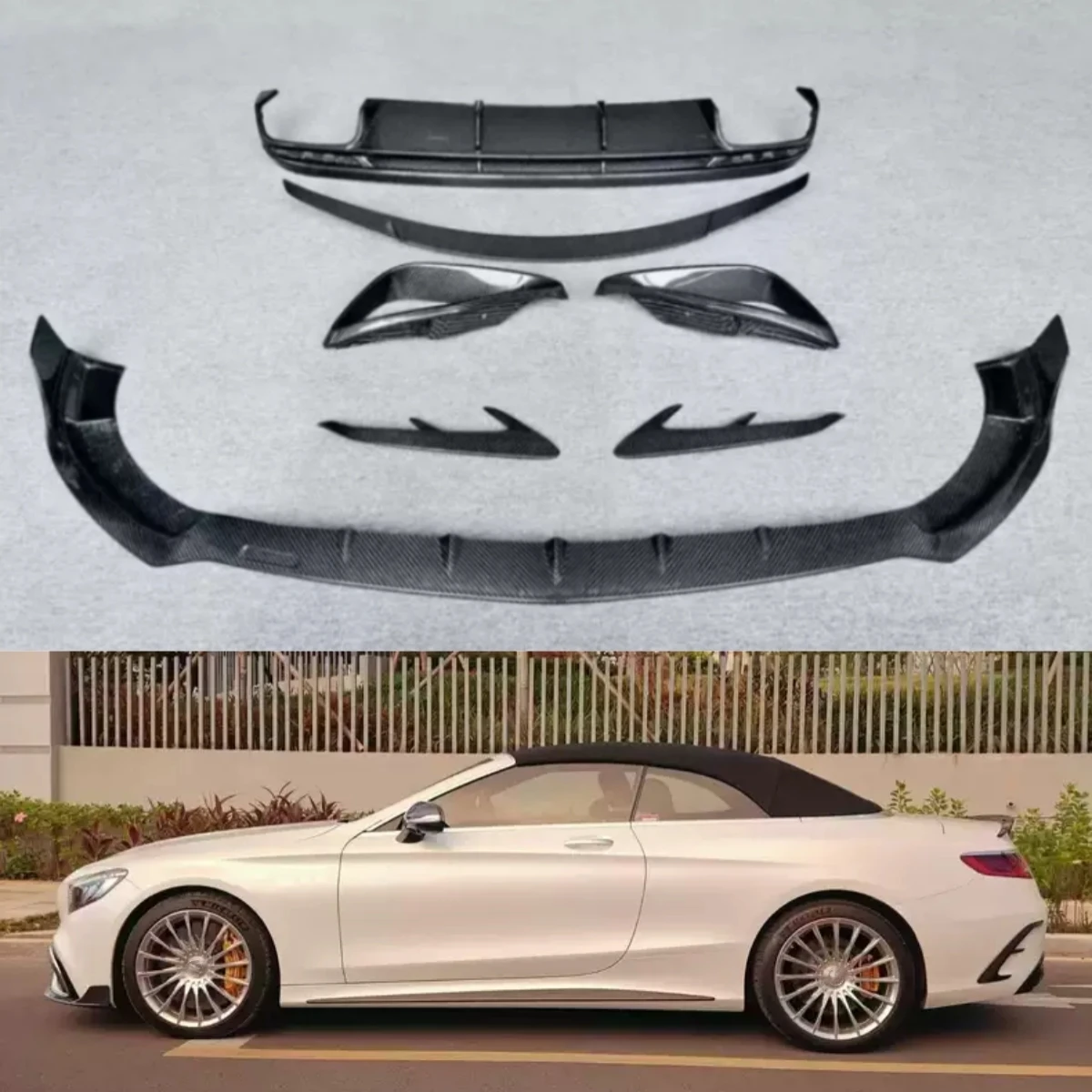 For Mercedes-Benz S-Class W217 Coupe Modified Carbon Fiber Front Rear Lip Tail Wing Side Skirts Bumper Trim
For Mercedes-Benz S-Class W217 Coupe Modified Carbon Fiber Front Rear Lip Tail Wing Side Skirts Bumper Trim