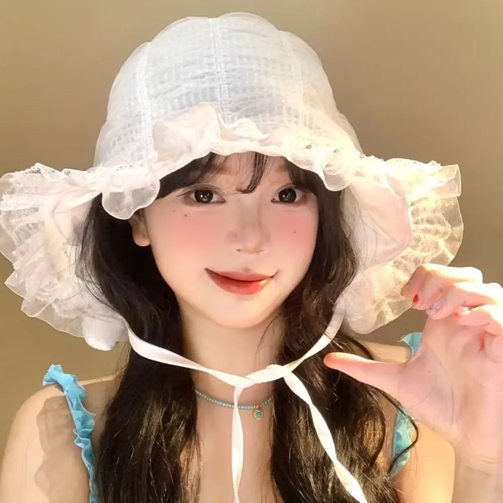Foldable Summer Lace Bucket Hat Lolita Thin Fisherman Hat Sweet Wide Brim Visor Basin Cap Women
Foldable Summer Lace Bucket Hat Lolita Thin Fisherman Hat Sweet Wide Brim Visor Basin Cap Women