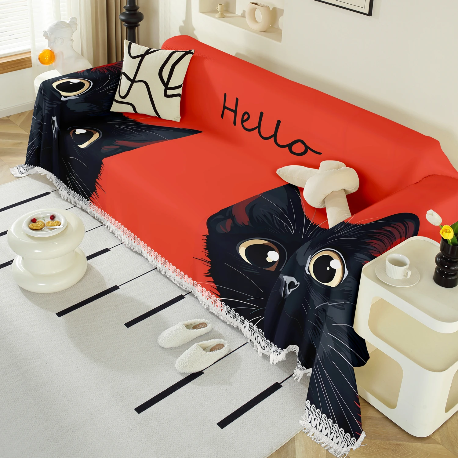 1pc Red Hello Cat Sofa Blanket, Cute Kitten Print Couch Throw for Home Decor, Soft Modern Washable Protector
1pc Red Hello Cat Sofa Blanket, Cute Kitten Print Couch Throw for Home Decor, Soft Modern Washable Protector