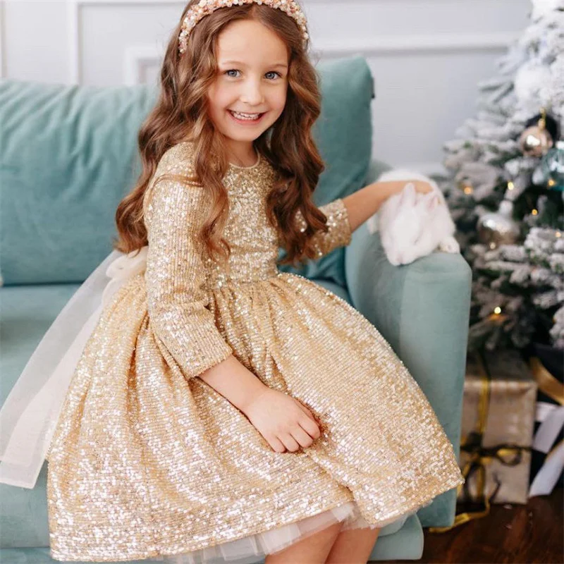 Baby Kids Princess Sequin Bow 3/4 Sleeve Flower Girl Dress Children First Communion Dress Ball Gown Wedding Party Dress Birthday
Baby Kids Princess Sequin Bow 3/4 Sleeve Flower Girl Dress Children First Communion Dress Ball Gown Wedding Party Dress Birthday