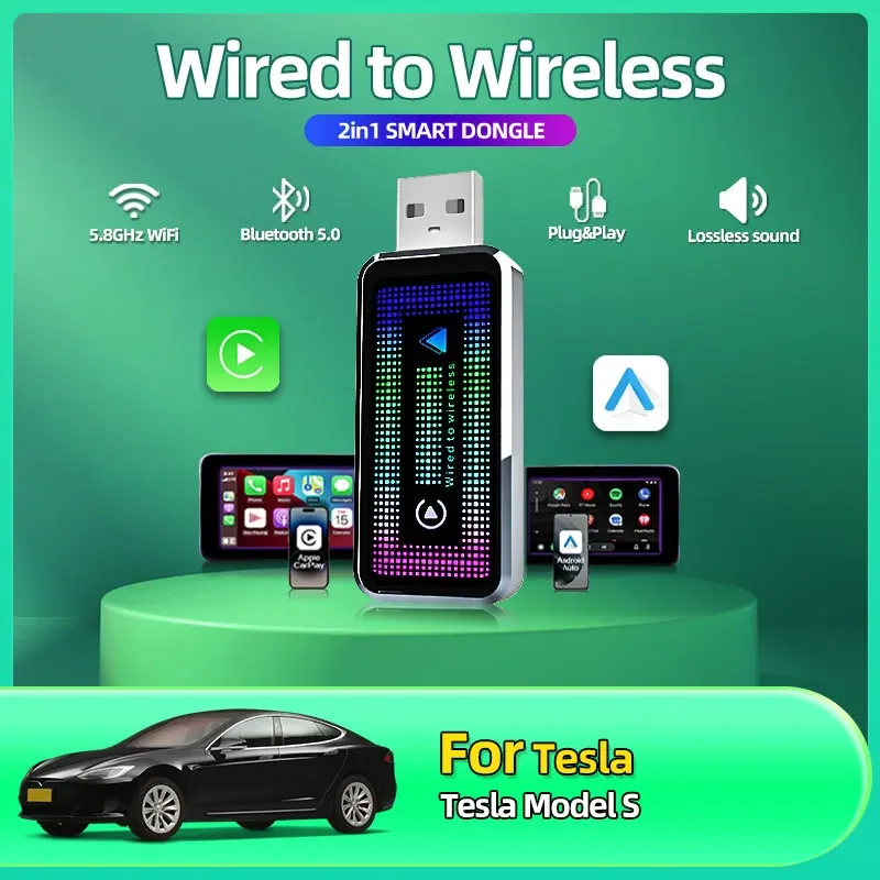 2IN1 Wireless CarPlay Android Auto Wireless Adapter Smart USB Dongle Mini Box Plug And Play WiFi Fast Connect For Tesla Model S
2IN1 Wireless CarPlay Android Auto Wireless Adapter Smart USB Dongle Mini Box Plug And Play WiFi Fast Connect For Tesla Model S