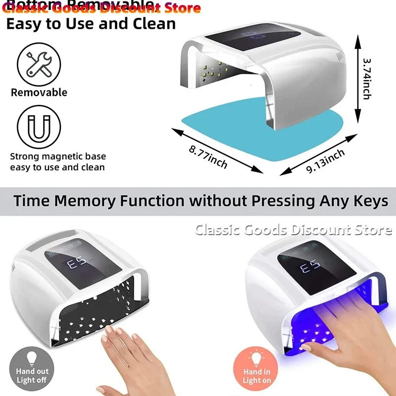 Mirror Reflective Nail Lamp with Metal Pad Cordless Manicure Dryer Wireless UV Light for Nails Rechargeable Nail UV LED Lamp96W
Mirror Reflective Nail Lamp with Metal Pad Cordless Manicure Dryer Wireless UV Light for Nails Rechargeable Nail UV LED Lamp96W