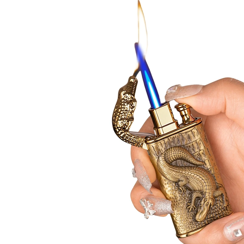 Personalized Double Fire Crocodile Head Straight Blue Flame Conversion Open Fire Lighter Butane Gas Lighter Metal 3D Relief
Personalized Double Fire Crocodile Head Straight Blue Flame Conversion Open Fire Lighter Butane Gas Lighter Metal 3D Relief