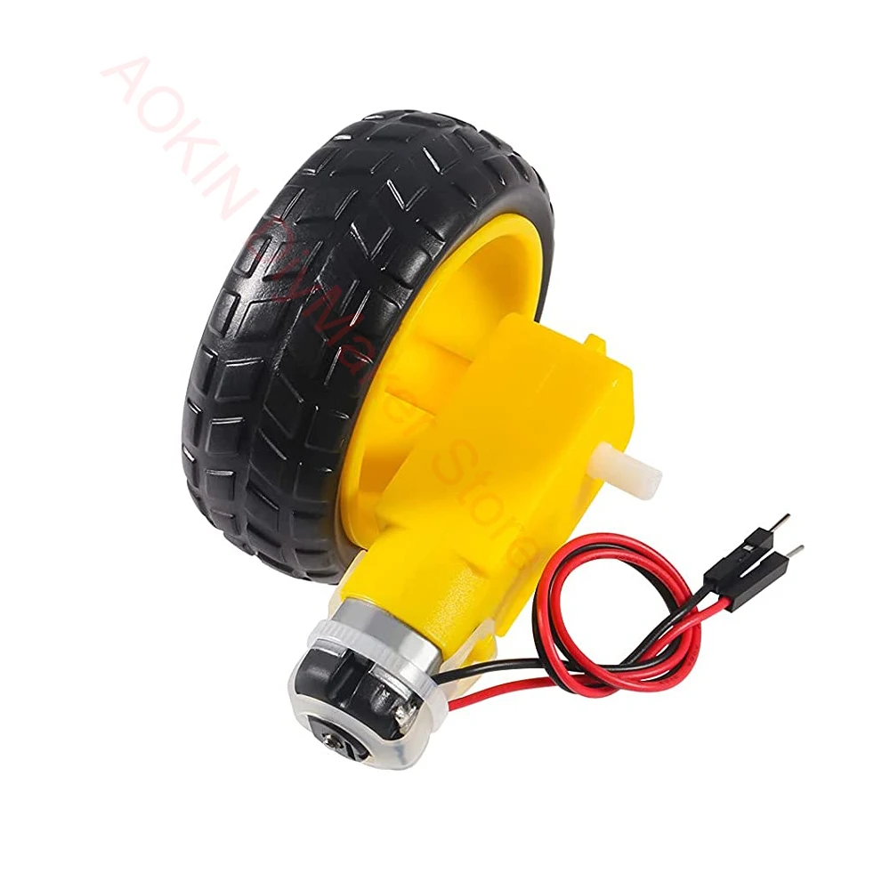 DC Electric TT Prewired Gear Motor Wheel Kit 3-6V Dual Shaft Geared TT Magnetic Gearbox Engine with 69mm Plastic Car Tire Wheel
DC Electric TT Prewired Gear Motor Wheel Kit 3-6V Dual Shaft Geared TT Magnetic Gearbox Engine with 69mm Plastic Car Tire Wheel