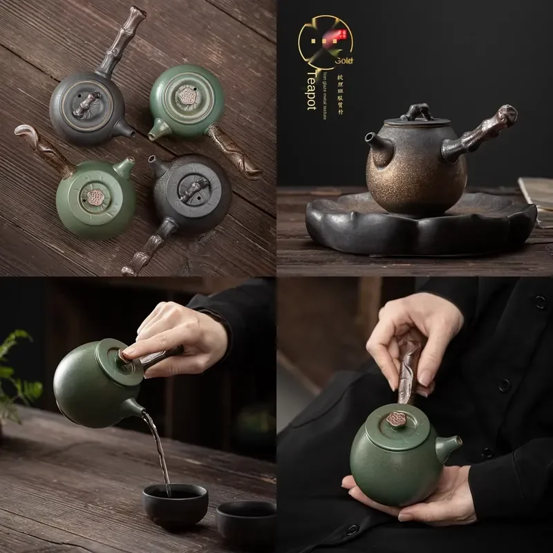 【CHIMU HOME】 Japanese Gilding Iron Glaze Side Handle Pot for Domestic Ceramic Pot Handlebar Small Teapot for Kung Fu Set
【CHIMU HOME】 Japanese Gilding Iron Glaze Side Handle Pot for Domestic Ceramic Pot Handlebar Small Teapot for Kung Fu Set