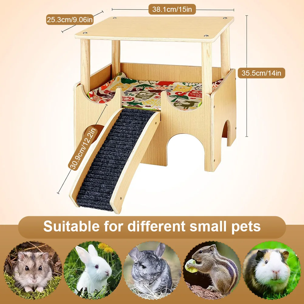 2-Tier Guinea Pig Hideout Wooden Guinea Pigs House with Stairs Habitat Hut for Hamsters Bunny Chinchillas Playing Hiding
2-Tier Guinea Pig Hideout Wooden Guinea Pigs House with Stairs Habitat Hut for Hamsters Bunny Chinchillas Playing Hiding