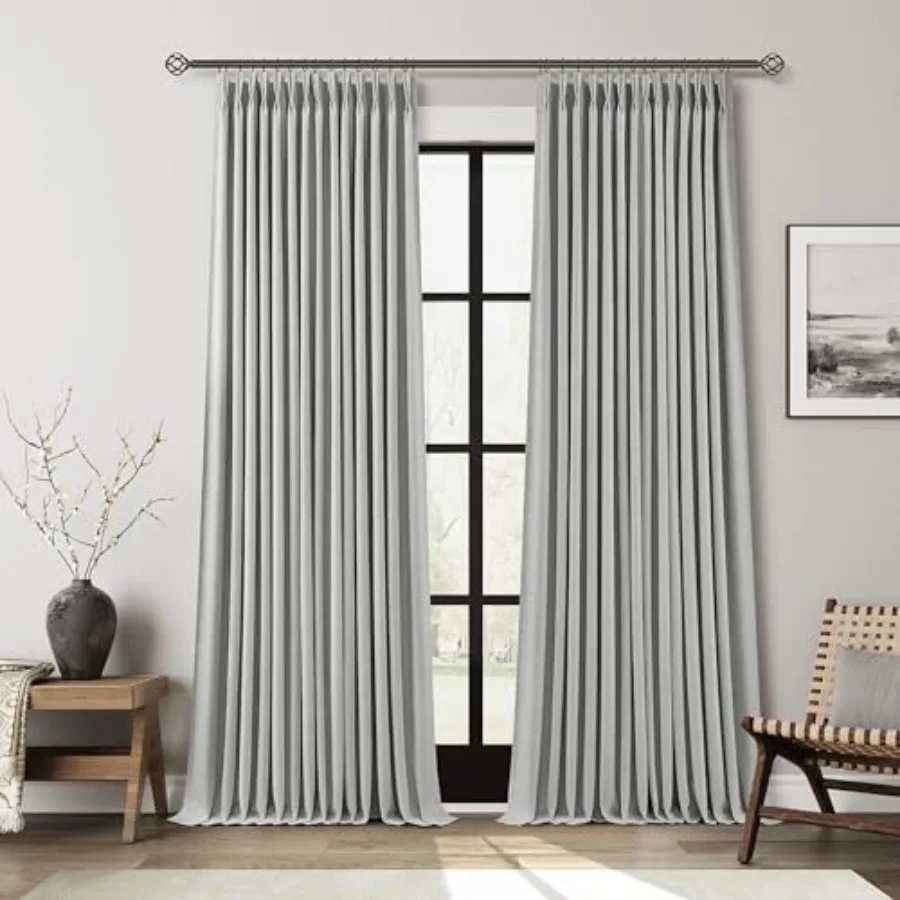 90 Inch Pinch Pleated Linen Curtains 100% Blackout 2 Panels for Bedroom Boho Farmhouse Dual Layer Back Tab Pinch Pleat Black Ou
90 Inch Pinch Pleated Linen Curtains 100% Blackout 2 Panels for Bedroom Boho Farmhouse Dual Layer Back Tab Pinch Pleat Black Ou