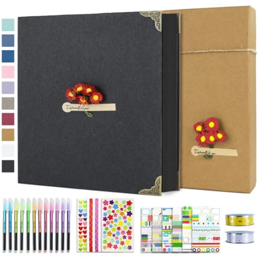 DIY Scrapbook Photo Album Kit with Pens Tapes and Stickers 60 Pages Hardcover 12x12 Inch 3 Rings Removable Paper Scrapbooking f
DIY Scrapbook Photo Album Kit with Pens Tapes and Stickers 60 Pages Hardcover 12x12 Inch 3 Rings Removable Paper Scrapbooking f