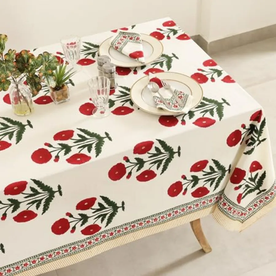 Indian Handblock Print Pre-Washed Cotton Floral Table Cloth Reusable Rectangle 72x108 Inch 8-Seater Dining Tablecloth Spring Ea
Indian Handblock Print Pre-Washed Cotton Floral Table Cloth Reusable Rectangle 72x108 Inch 8-Seater Dining Tablecloth Spring Ea