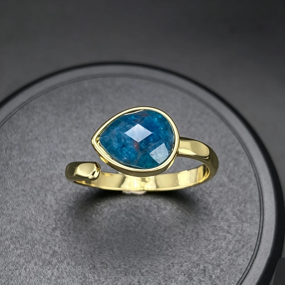 Elegant Natural Apatite Adjustable Ring 18K Yellow Gold Gemstone Pear 8*10mm for Women Party Birthday Jewelry Gift
Elegant Natural Apatite Adjustable Ring 18K Yellow Gold Gemstone Pear 8*10mm for Women Party Birthday Jewelry Gift