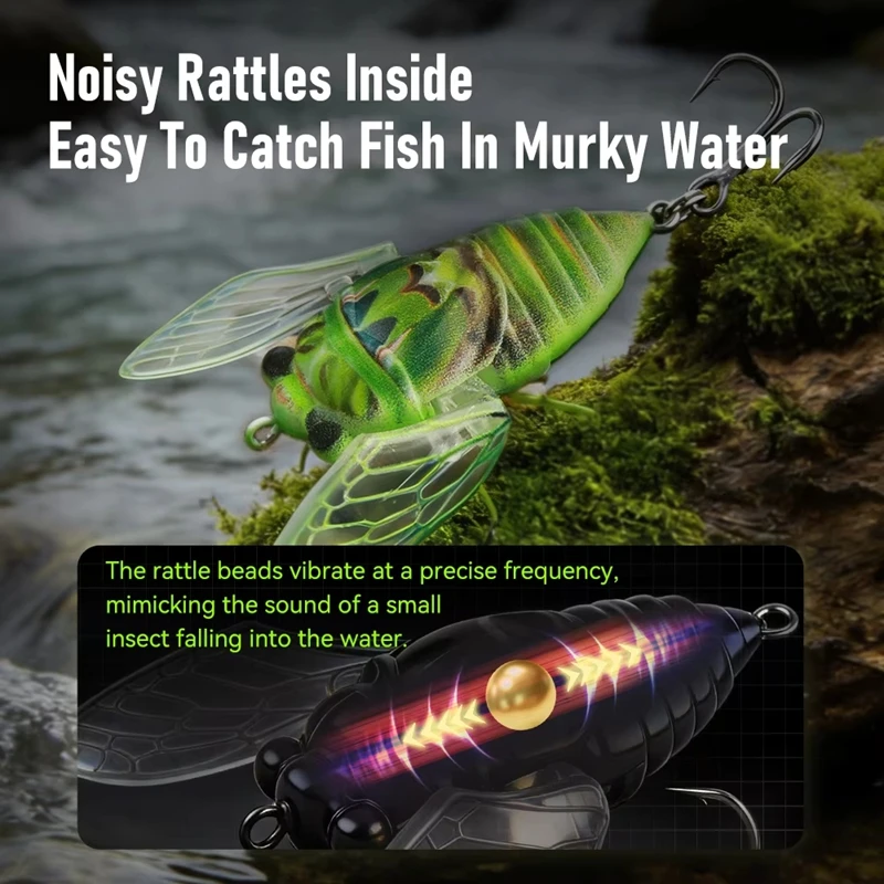 2026 New Topwater Cicada Lure With Simulated Wings 21mm/1.6g 27mm/2.4g Lifelike Insect Hard Bait Freshwater Bass Fishing
2026 New Topwater Cicada Lure With Simulated Wings 21mm/1.6g 27mm/2.4g Lifelike Insect Hard Bait Freshwater Bass Fishing