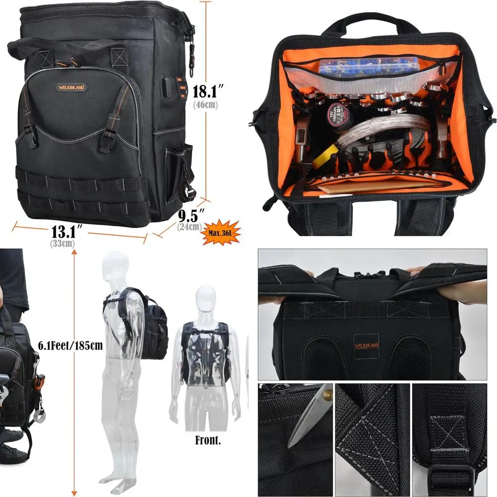 Рюкзак электрика для тяжелых работ с множеством карманов для инструментов
Рюкзак электрика для тяжелых работ с множеством карманов для инструментов