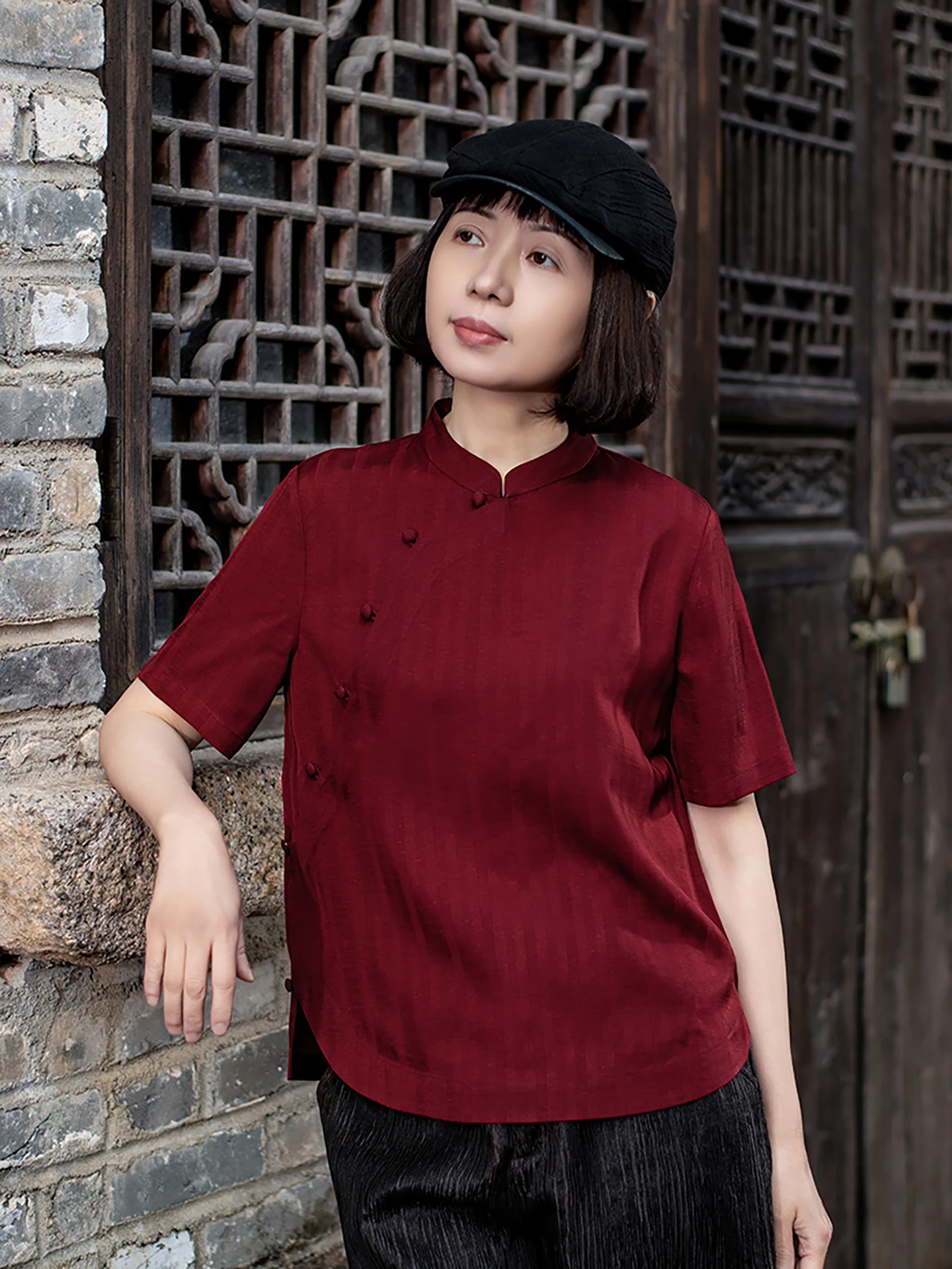 k Wine Red Chinese Sle ort Sve irt Stand Collar Asymmetrical Slit Summer Top Women's Faion Traditional Tang Suit
k Wine Red Chinese Sle ort Sve irt Stand Collar Asymmetrical Slit Summer Top Women's Faion Traditional Tang Suit