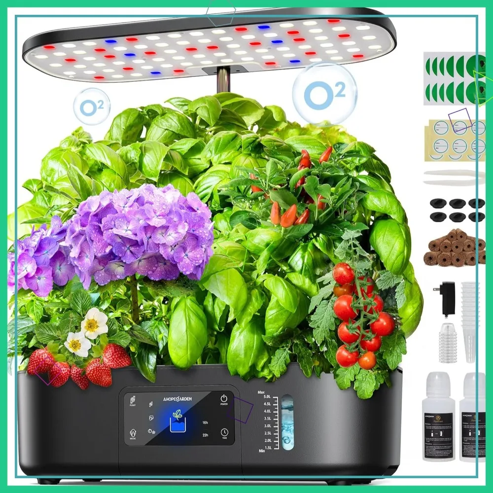 Indoor Herb Garden Kit with Grow Light 12 Pods, LCD Touch Panel, Height Up to 17", Black
Indoor Herb Garden Kit with Grow Light 12 Pods, LCD Touch Panel, Height Up to 17", Black