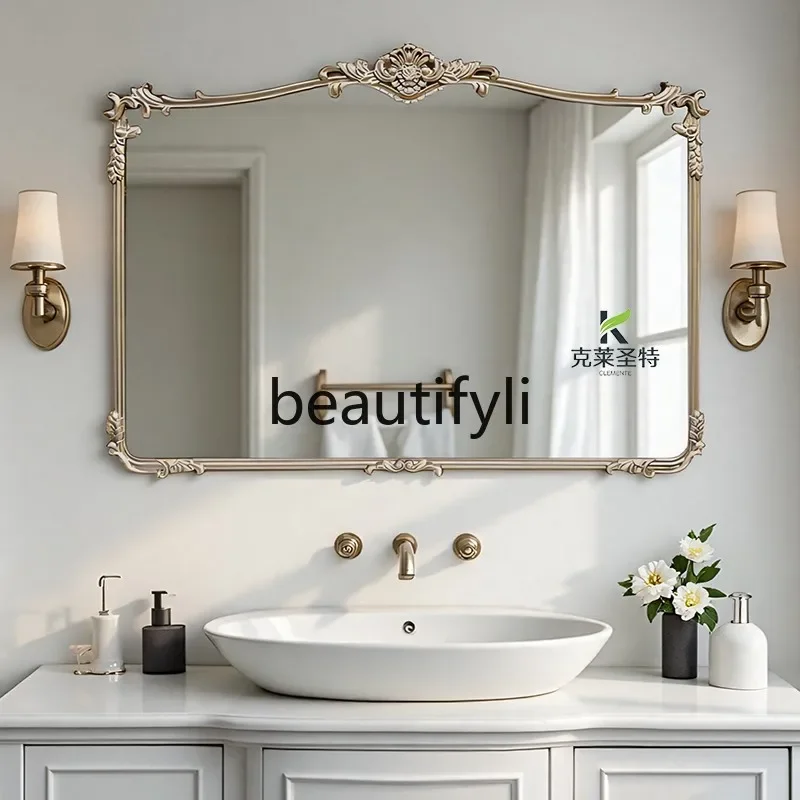 French retro washstand bathroom mirror wall-mounted mirror American retro entrance decorative mirror B03
French retro washstand bathroom mirror wall-mounted mirror American retro entrance decorative mirror B03