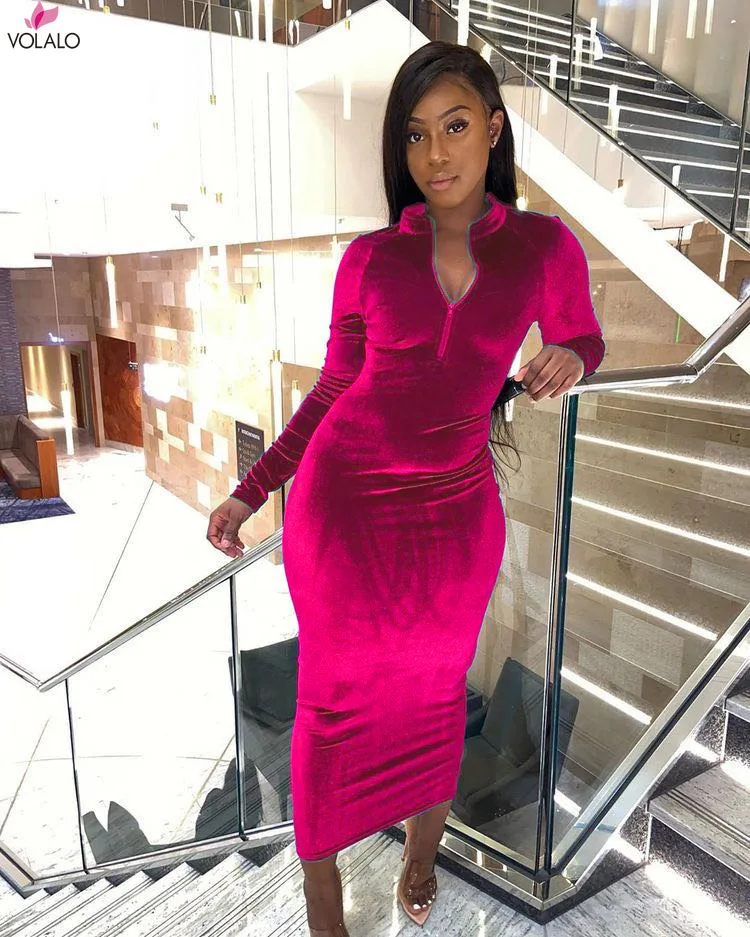 Autumn Winter Velvet Sexy Dress Vintage Zipper V-Neck Solid Dresses For Women Party Elegant Bodycon Vestidos Femme Robe Hiver
Autumn Winter Velvet Sexy Dress Vintage Zipper V-Neck Solid Dresses For Women Party Elegant Bodycon Vestidos Femme Robe Hiver