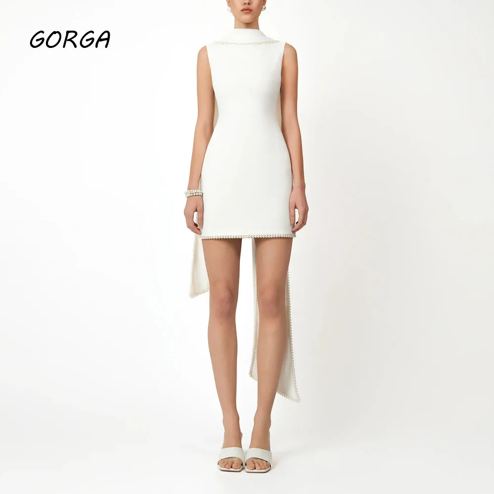 GORGA Customized Ivory Short Knee-Length Crepe Evening Dress Halter Prom Dress with Pearls Sleeveless 2025 Mermaid Party Dress
GORGA Customized Ivory Short Knee-Length Crepe Evening Dress Halter Prom Dress with Pearls Sleeveless 2025 Mermaid Party Dress