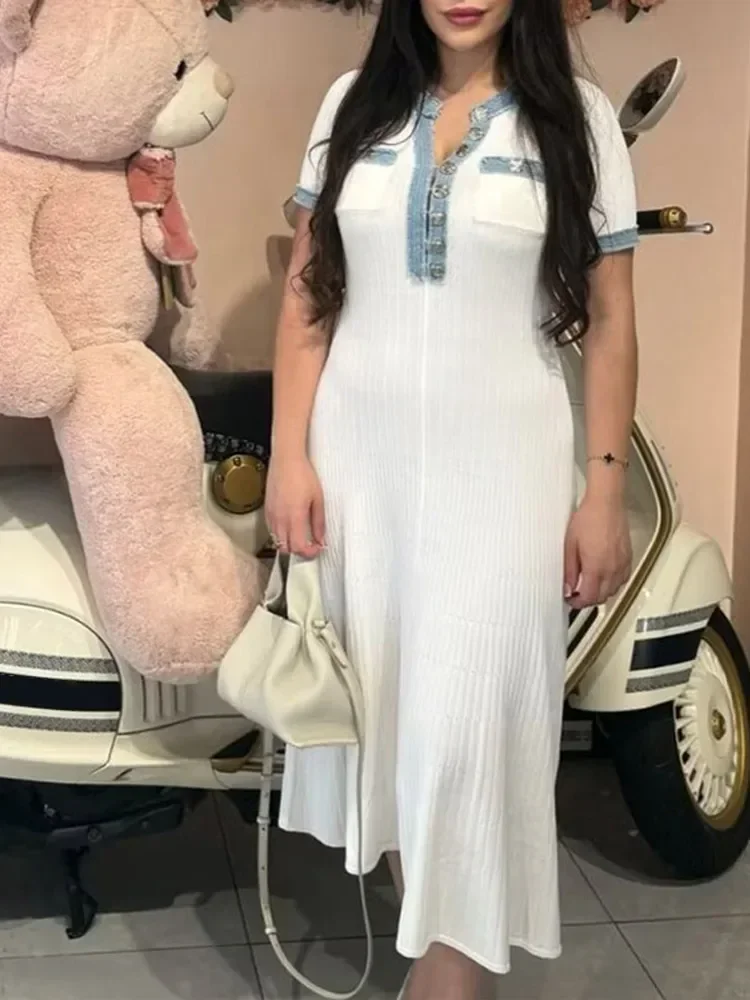 2025 женское джинсовое длинное трикотажное платье, модное платье с короткими рукавами и пуговицами, круглым вырезом, тонкое платье, женский уличный халат
2025 женское джинсовое длинное трикотажное платье, модное платье с короткими рукавами и пуговицами, круглым вырезом, тонкое платье, женский уличный халат