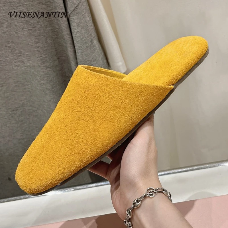 Classic Half Slippers Women Suede Leather Wrap Head Flat Slides Solid Color Simple Outdoor Casual Mules Shoes Comfort Home Shoes
Classic Half Slippers Women Suede Leather Wrap Head Flat Slides Solid Color Simple Outdoor Casual Mules Shoes Comfort Home Shoes