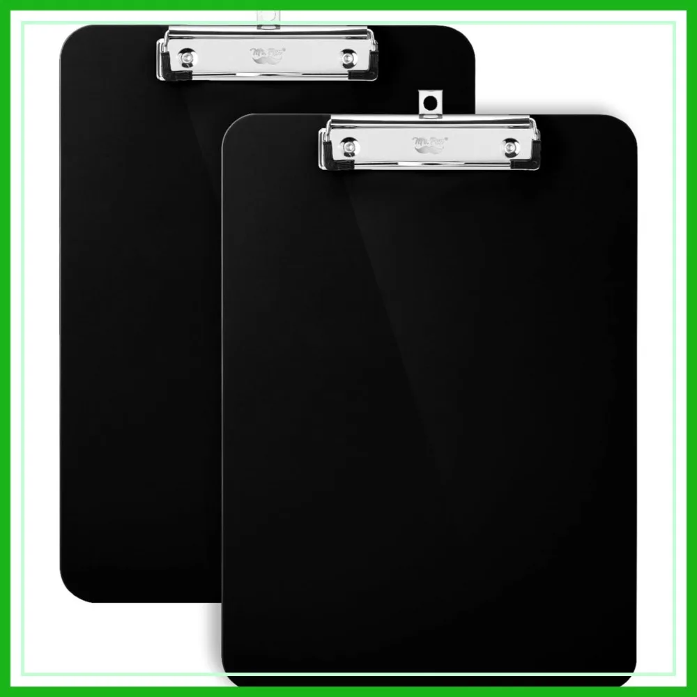 Plastic Clipboard 12.5x9 Inches, 2 Pack, Low-Profile Metal Clip with Retractable Hanging Hole, Black
Plastic Clipboard 12.5x9 Inches, 2 Pack, Low-Profile Metal Clip with Retractable Hanging Hole, Black