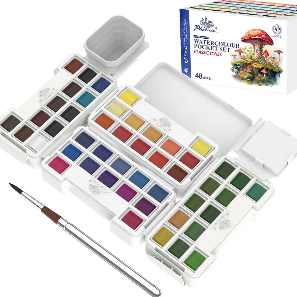 Twist Travel Watercolor Paint Set - 48 Colors Artist Grade Half Pan Palette Portable Watercolor Pocket Set with Water Co
Twist Travel Watercolor Paint Set - 48 Colors Artist Grade Half Pan Palette Portable Watercolor Pocket Set with Water Co